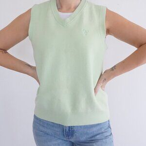 Aritzia TNA Mint Green Knit Cotton Blend V-Neck Vest S